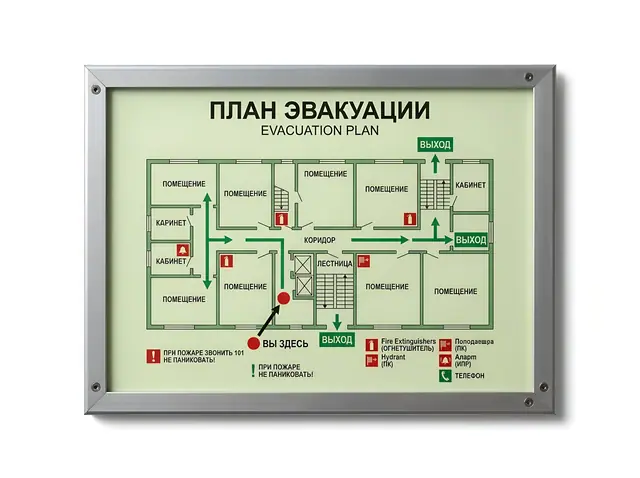 Э-017 · Компактный план эвакуации для номера гостиницы