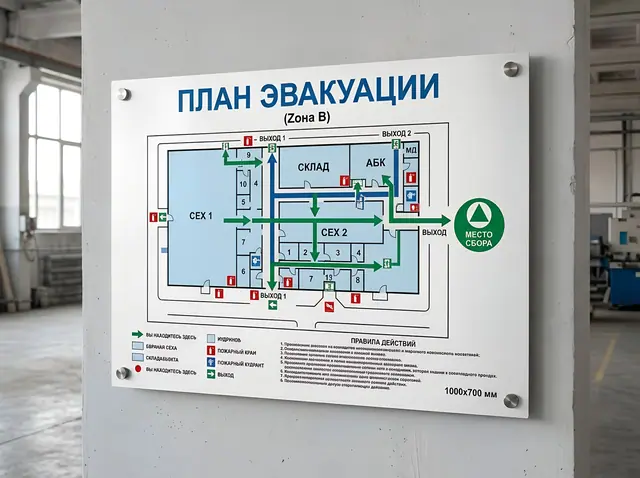 Э-004 · План эвакуации на композите и металле
