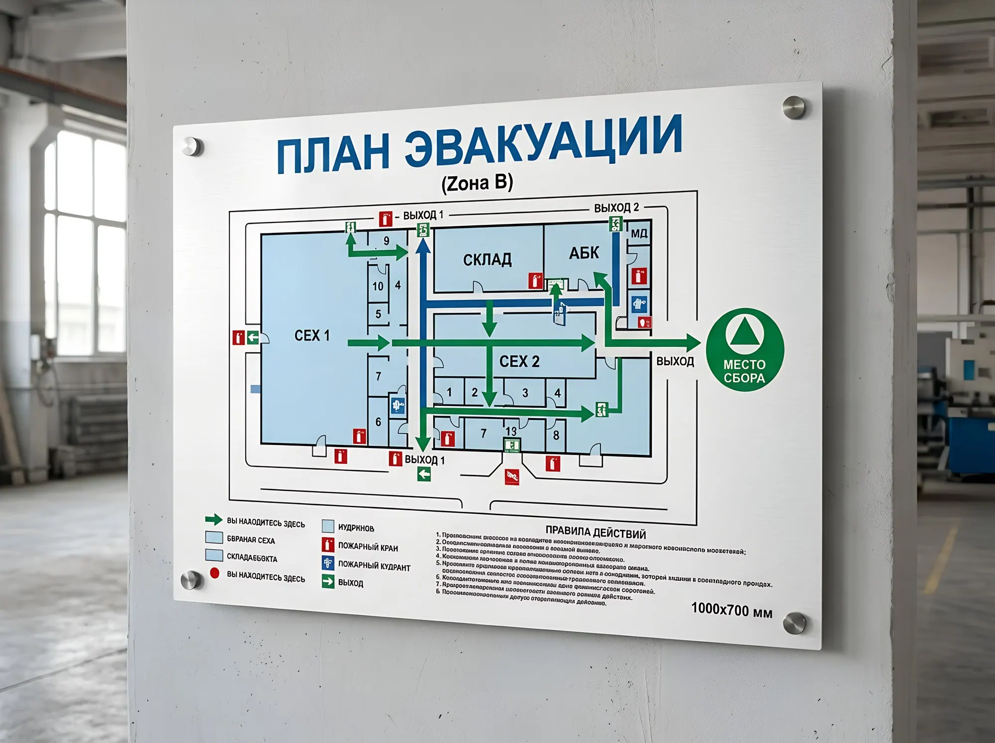 План эвакуации на композите и металле, Э-004