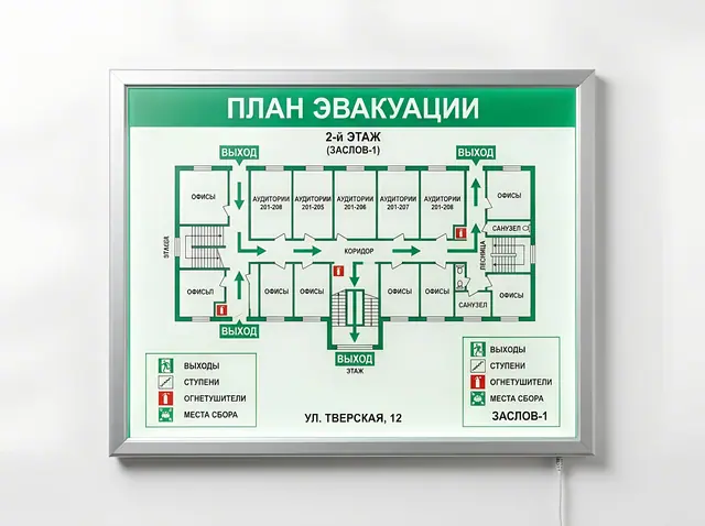 Э-018 · План эвакуации в световом коробе