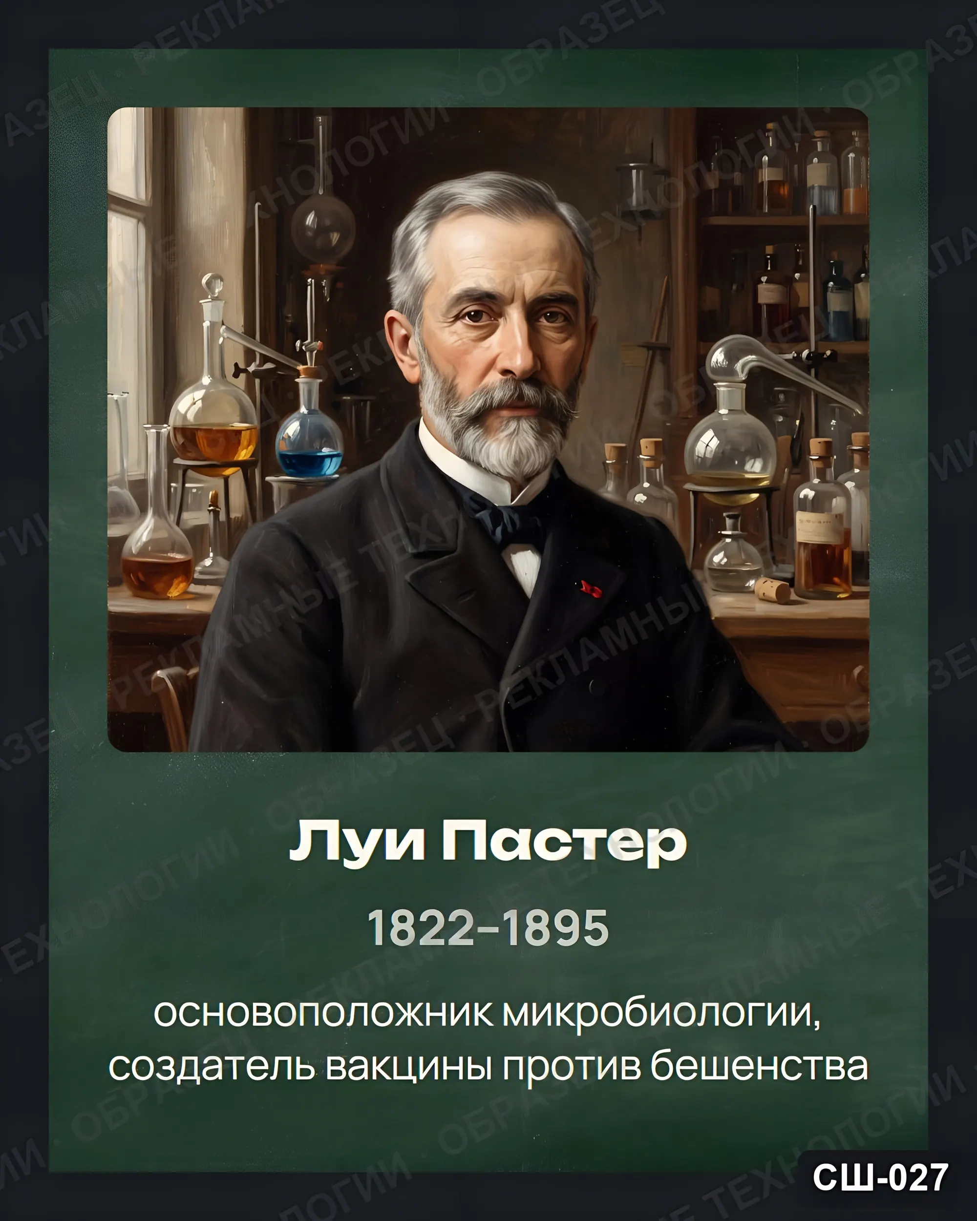 Стенд «Луи Пастер» для школы (портреты, биология), СШ-027