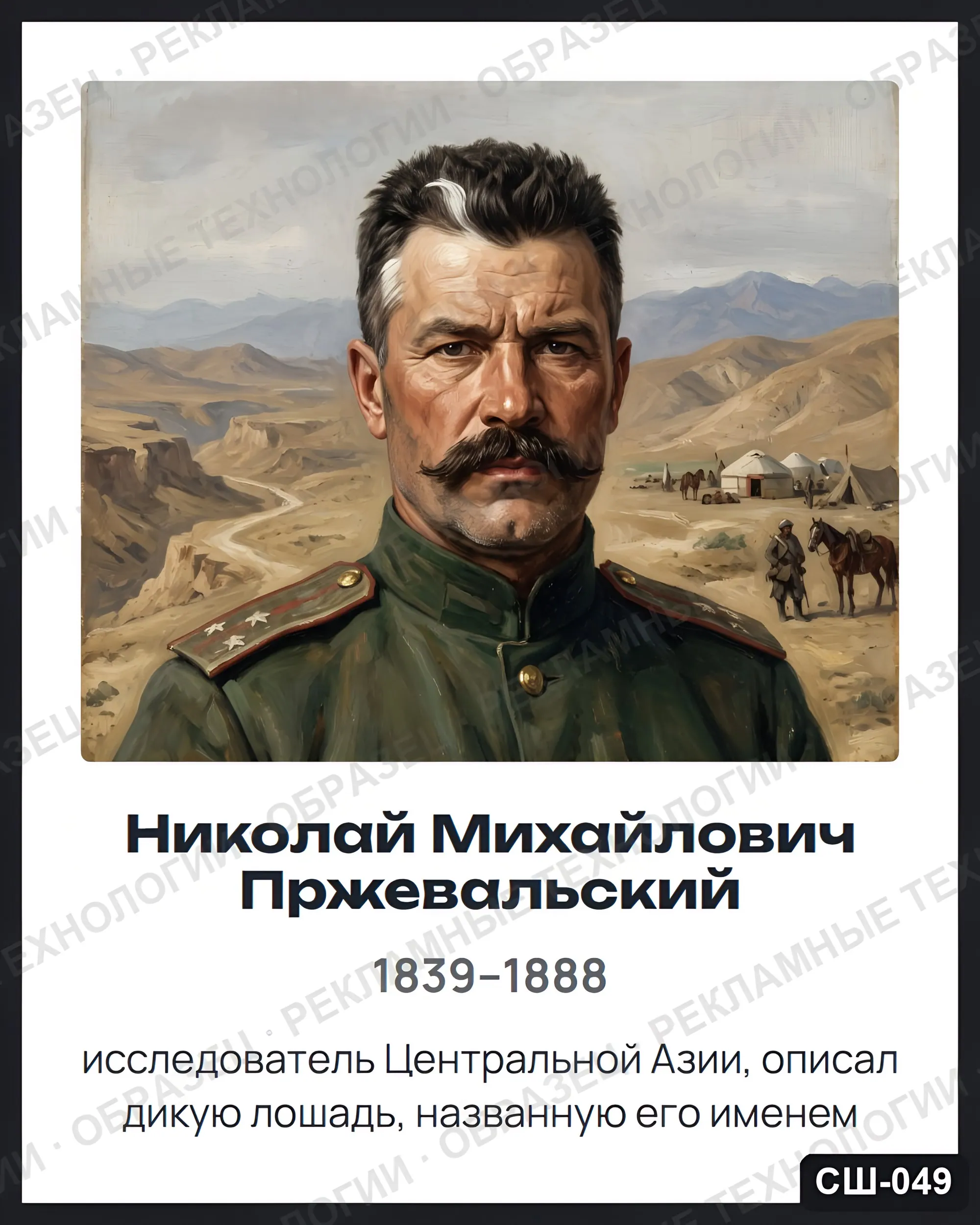 Стенд «Николай Михайлович Пржевальский» для школы (портреты, география), СШ-049
