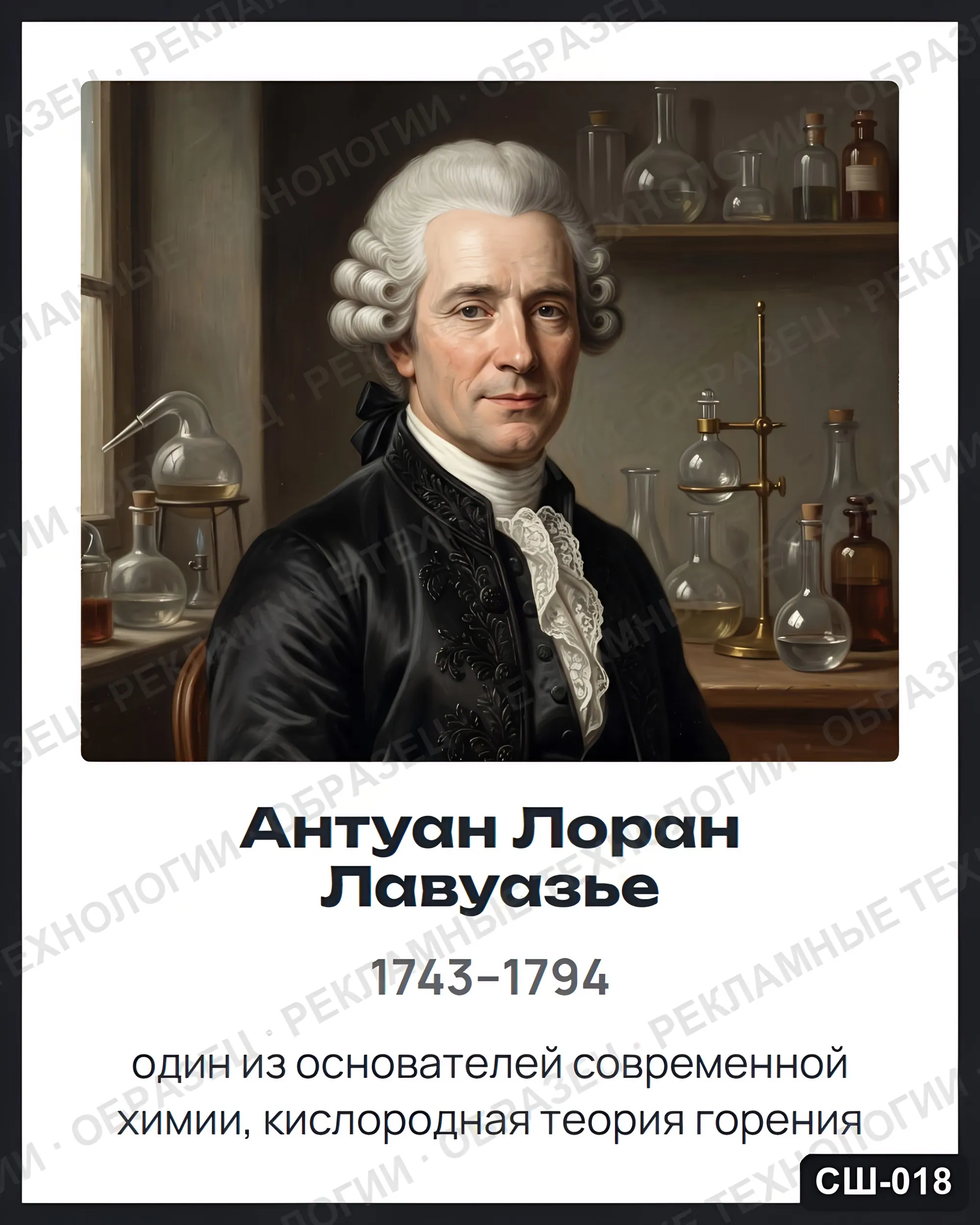 Стенд «Антуан Лоран Лавуазье» для школы (портреты, химия), СШ-018