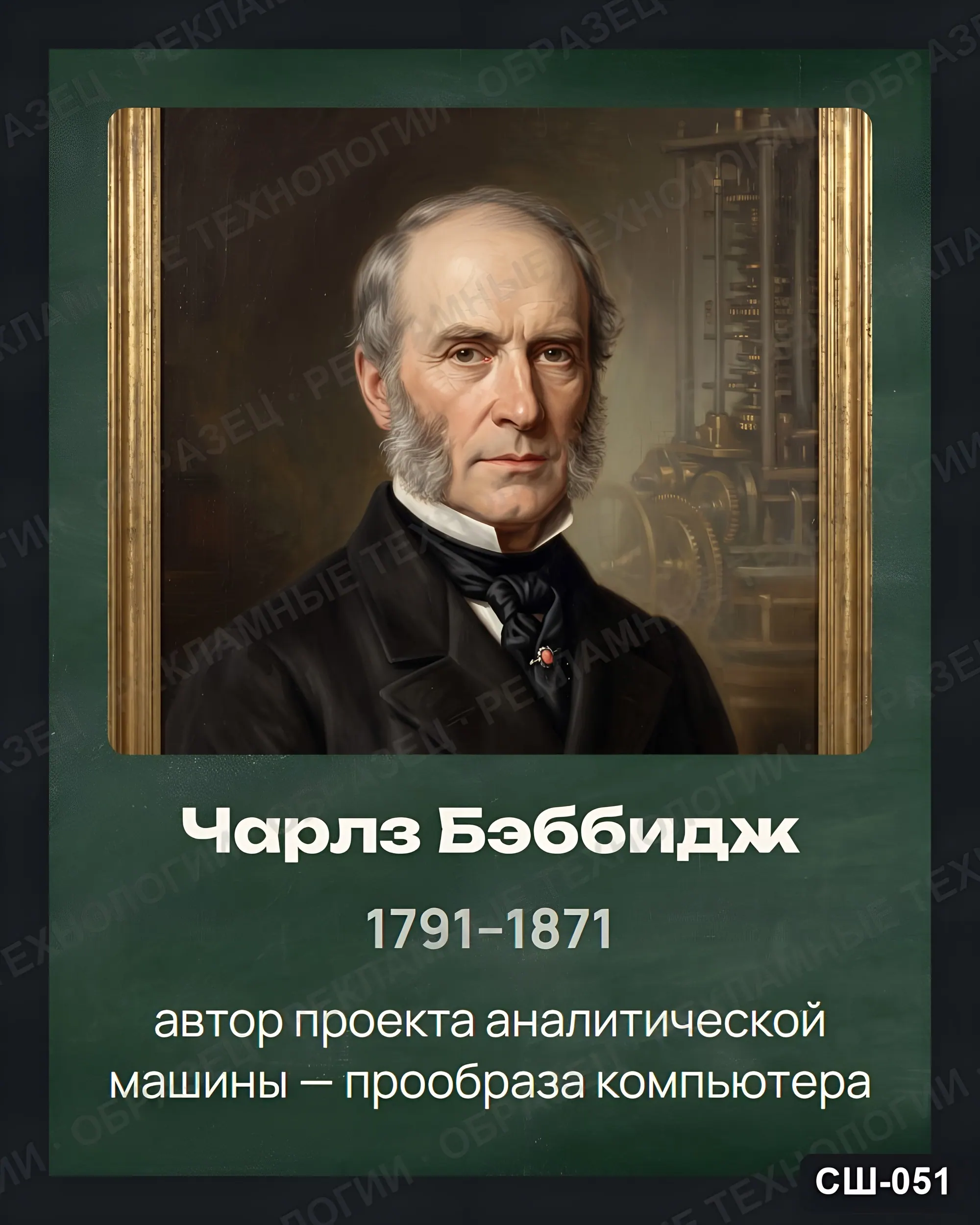 Стенд «Чарлз Бэббидж» для школы (портреты, информатика), СШ-051
