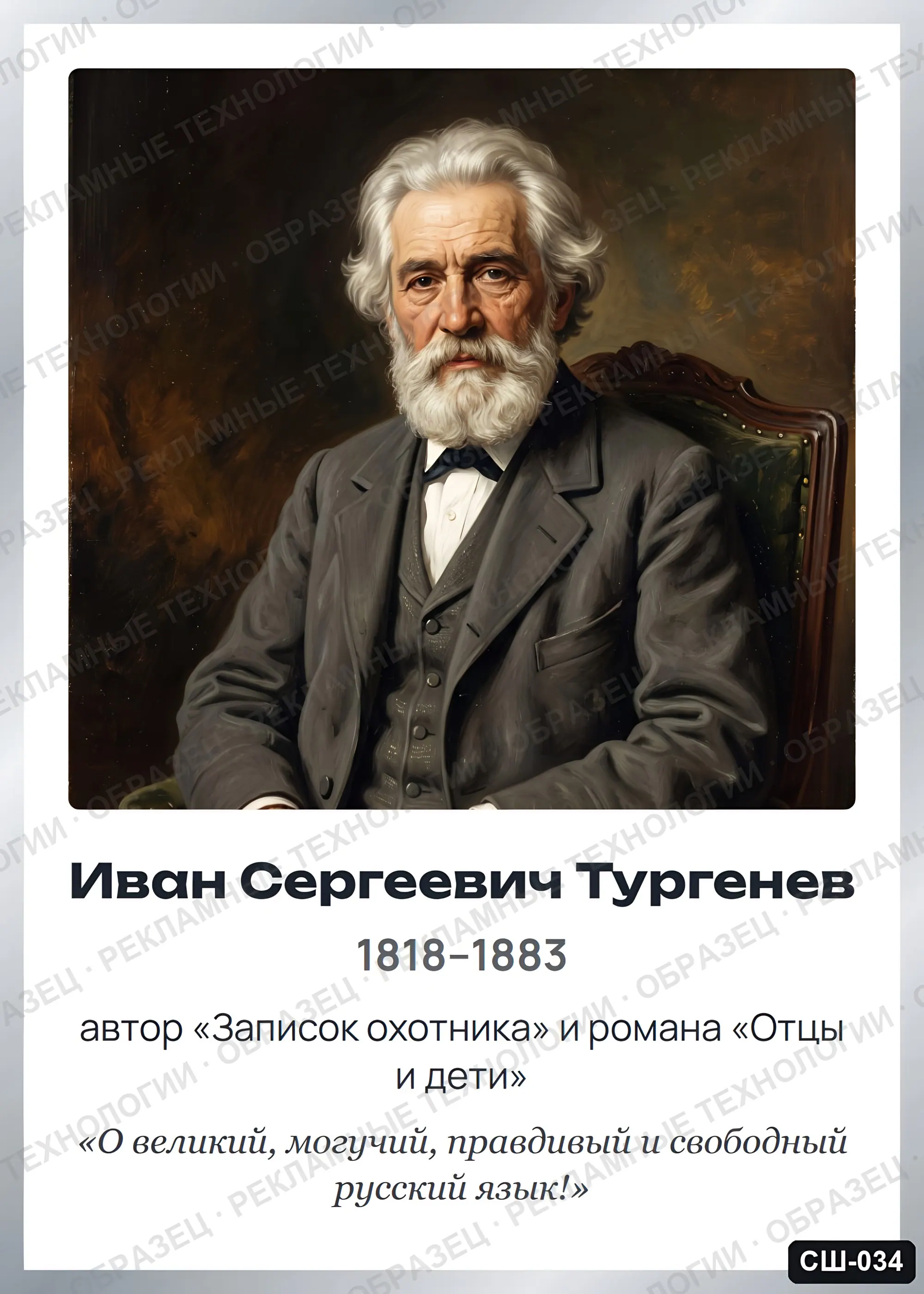 Стенд «Иван Сергеевич Тургенев» для школы (портреты, писатели и поэты), СШ-034