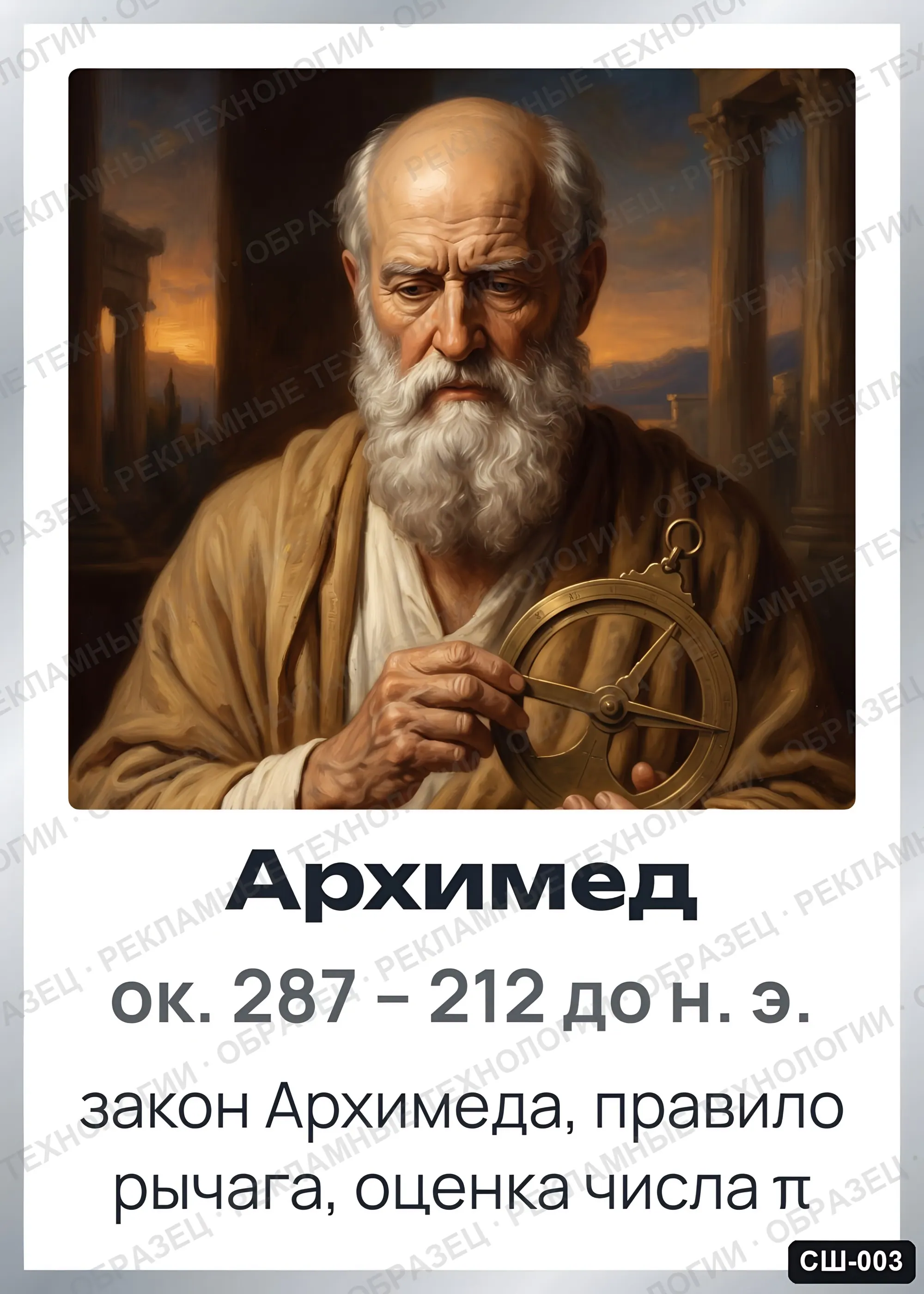 Стенд «Архимед» для школы (портреты, математика), СШ-003