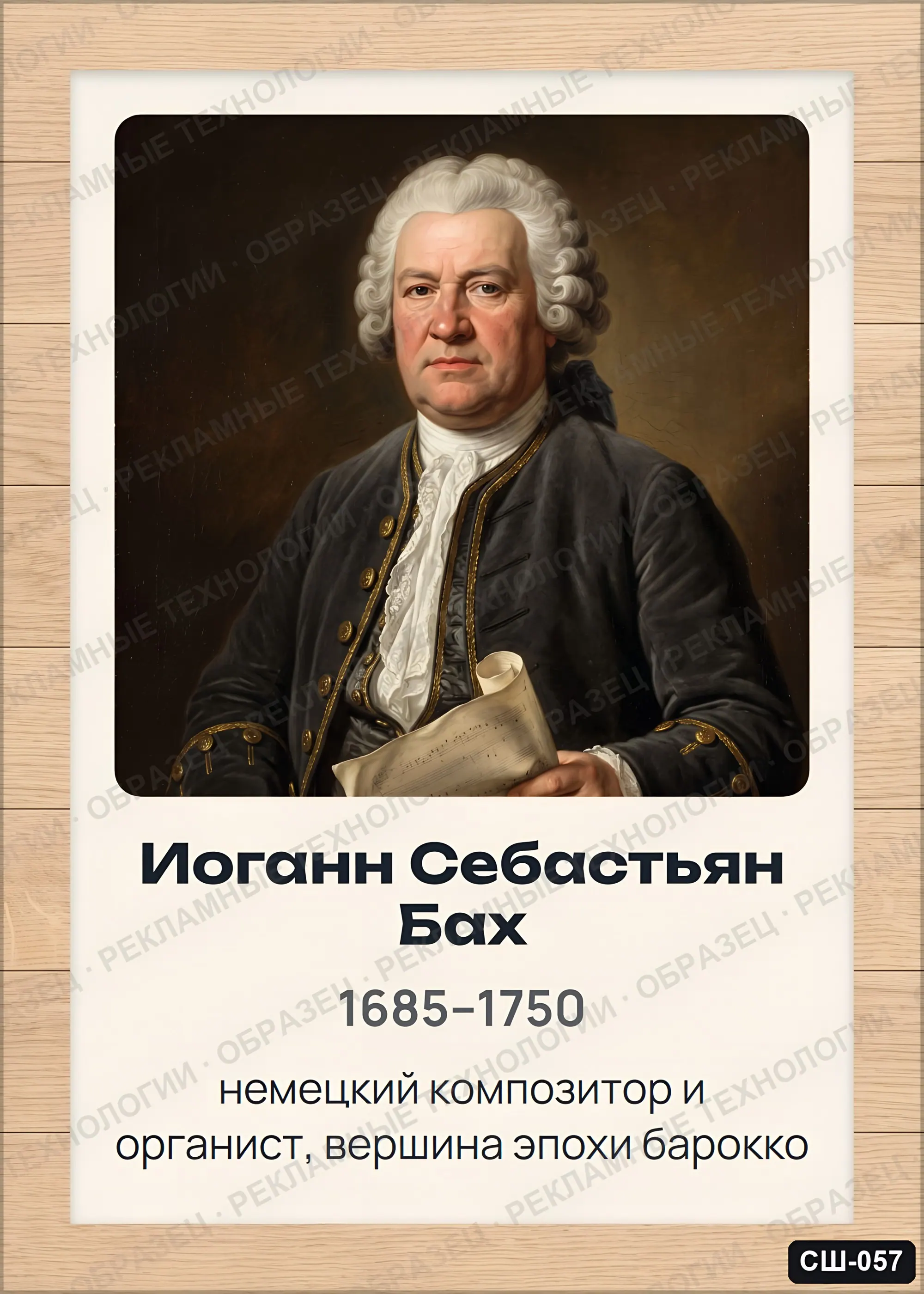 Стенд «Иоганн Себастьян Бах» для школы (портреты, композиторы), СШ-057