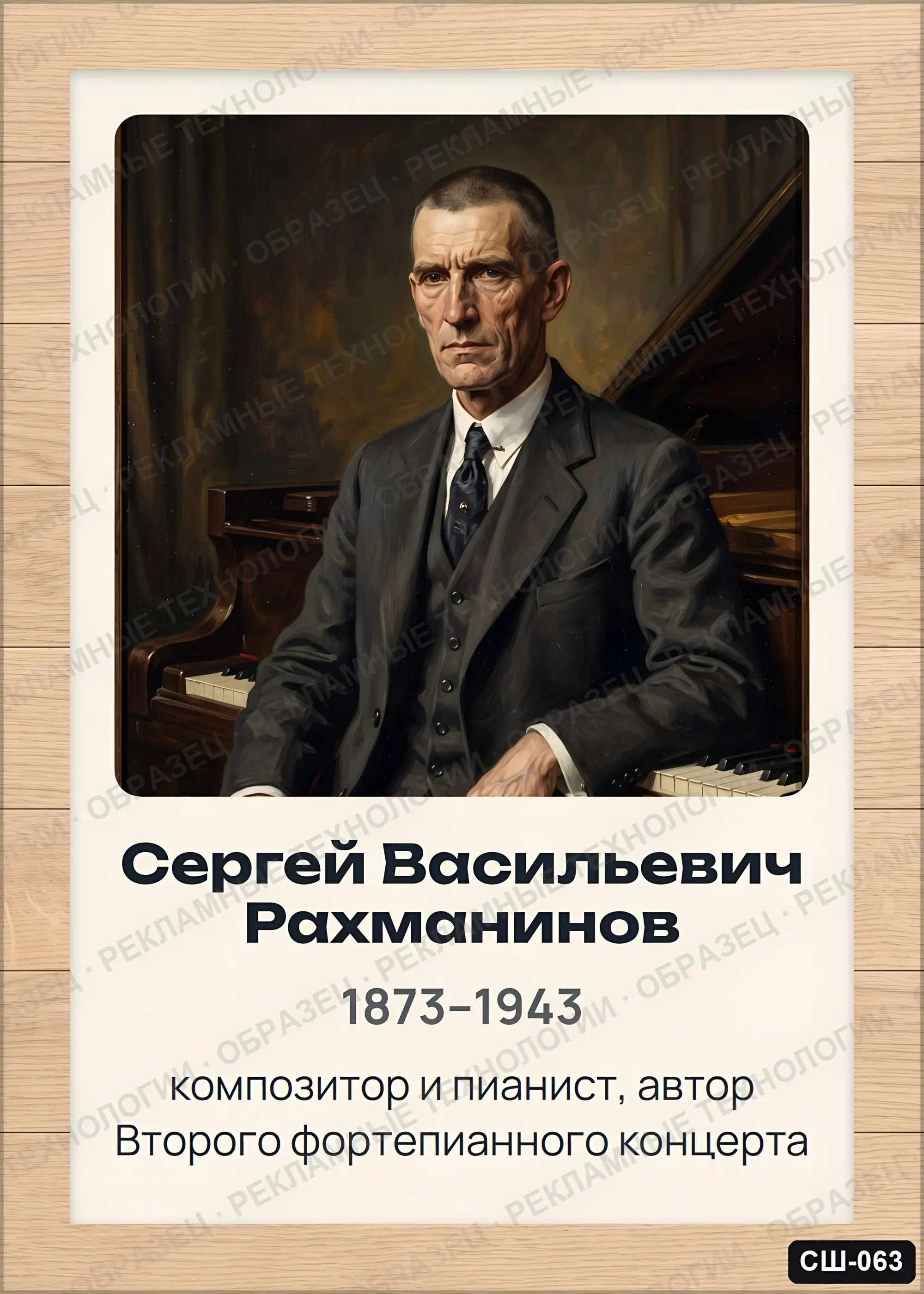 Стенд «Сергей Васильевич Рахманинов» для школы (портреты, композиторы), СШ-063