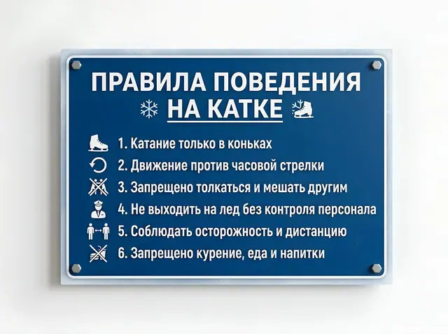 Б-009 · Табличка «Правила поведения на общественном катке»