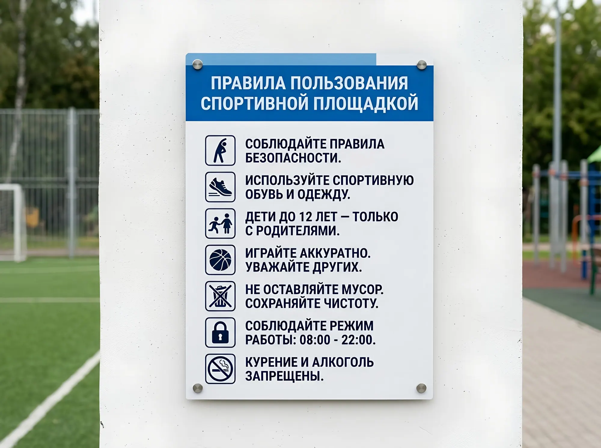 Табличка «Правила пользования спортивной площадкой», Б-007