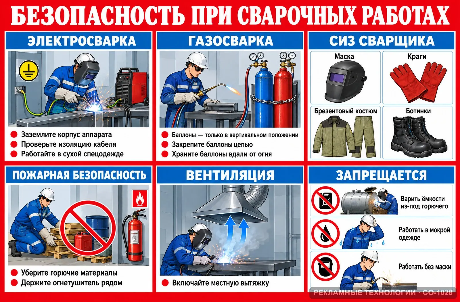 Стенд «Сварочные работы» по охране труда, СО-1028