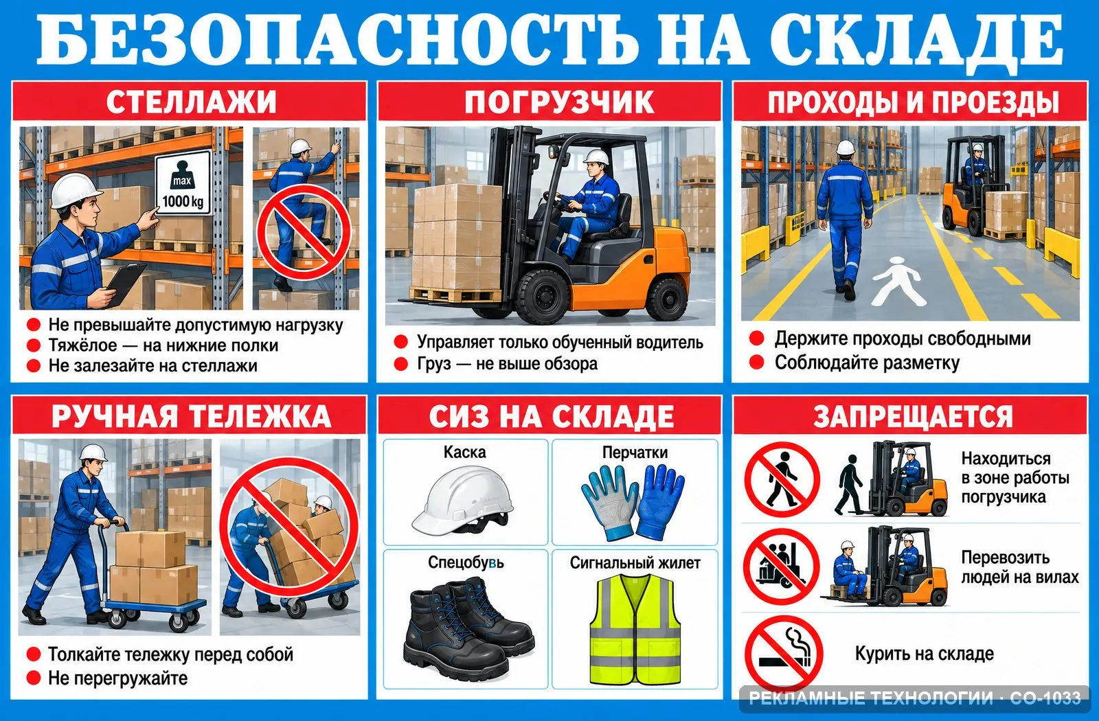 Стенд «Безопасность на складе» по охране труда, СО-1033