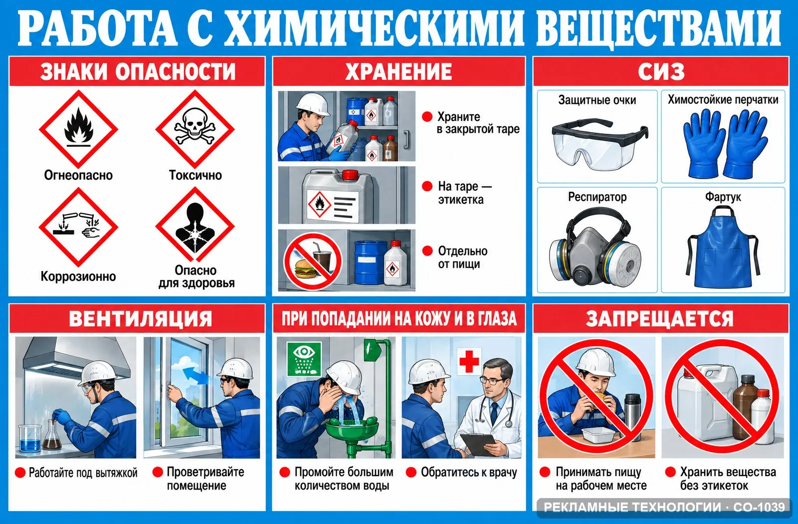 Стенд «Химически опасные вещества» по охране труда, СО-1039
