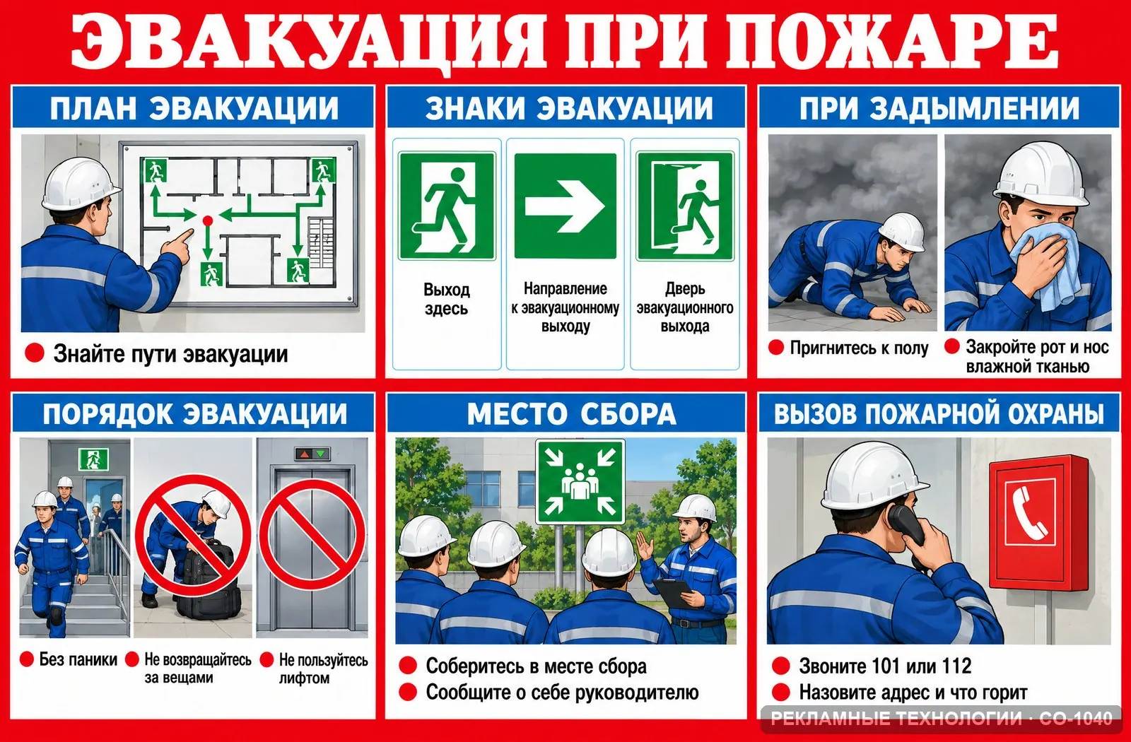 Стенд «Эвакуация при пожаре» по охране труда, СО-1040