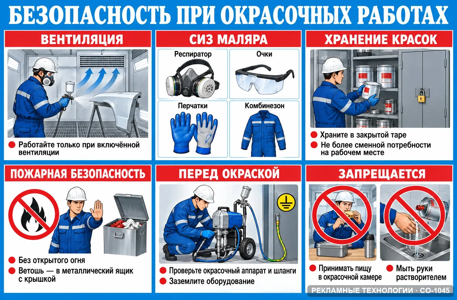 Стенд «Окрасочные работы» по охране труда, СО-1045