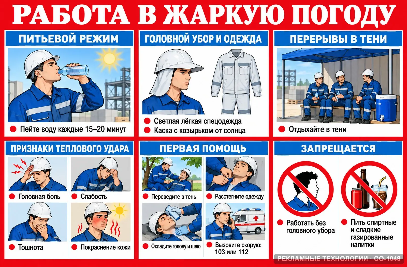 Стенд «Работа в жару» по охране труда, СО-1048