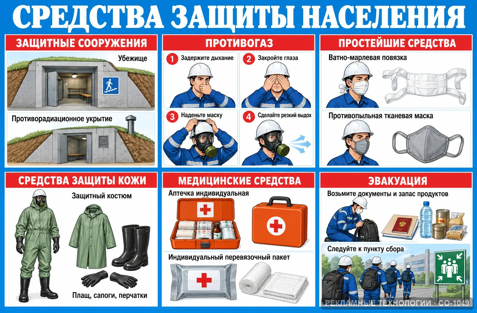 Стенд «Средства защиты населения» по охране труда, СО-1049