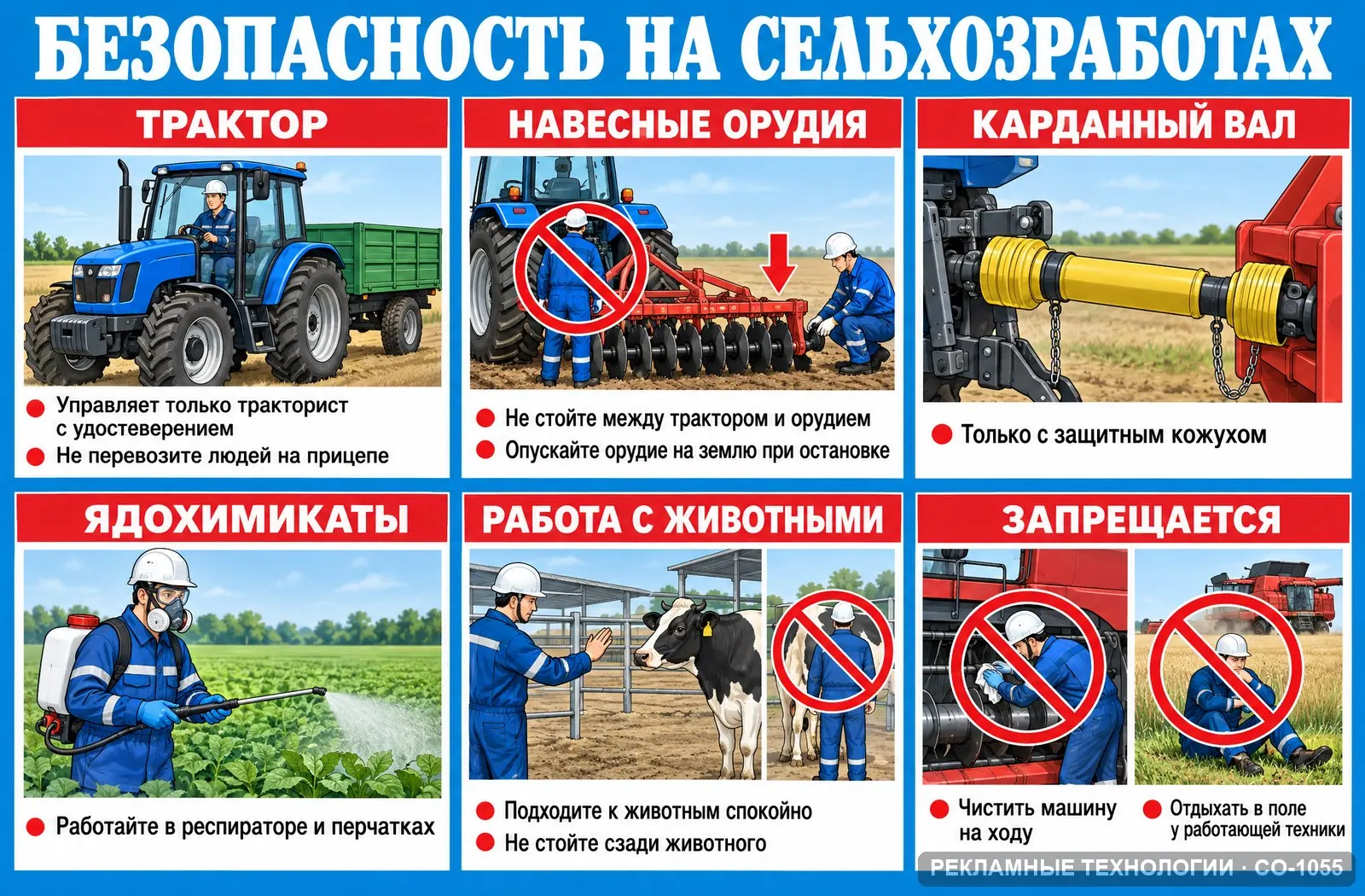 Стенд «Сельхозработы» по охране труда, СО-1055