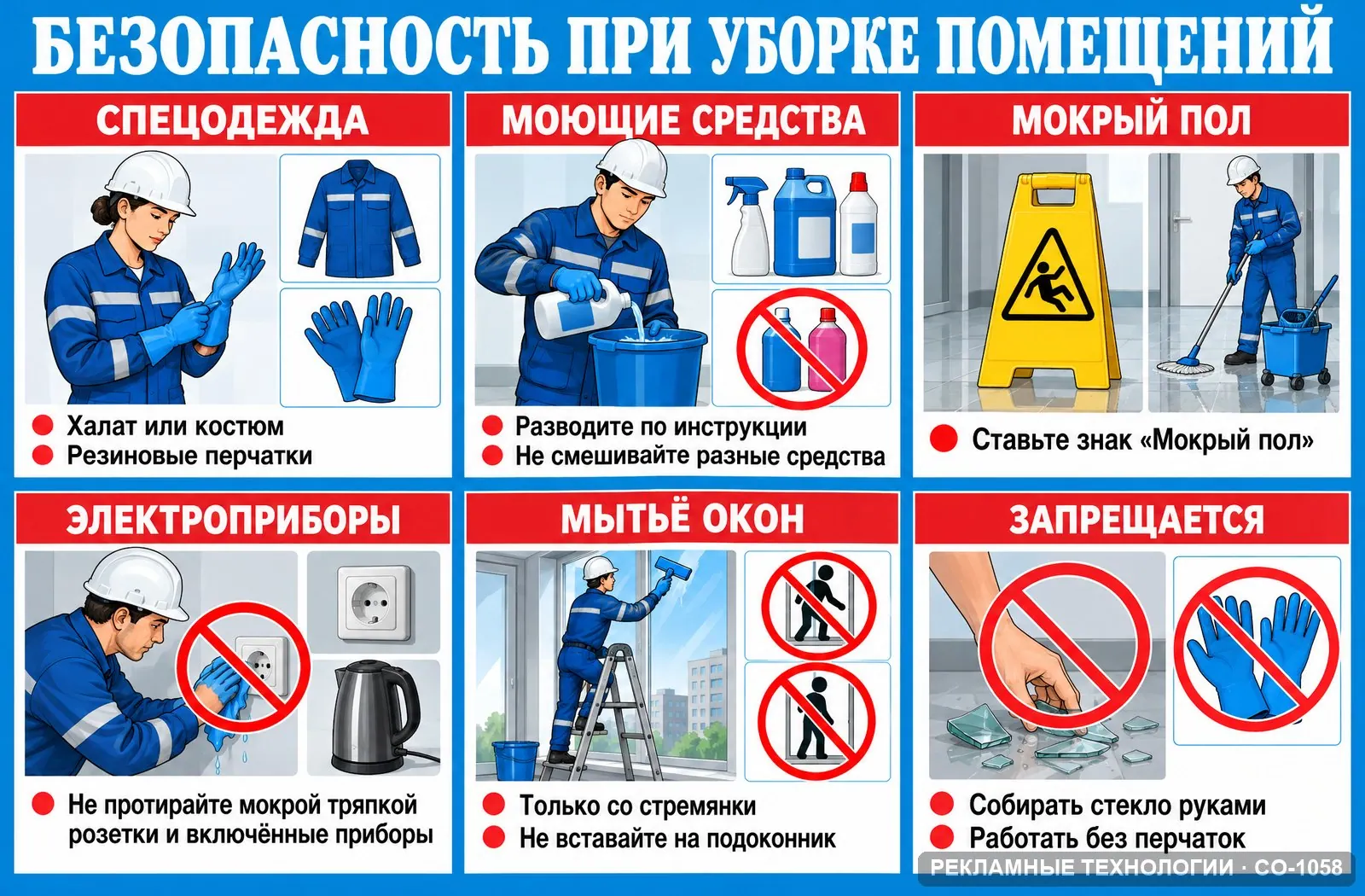 Стенд «Уборка помещений» по охране труда, СО-1058
