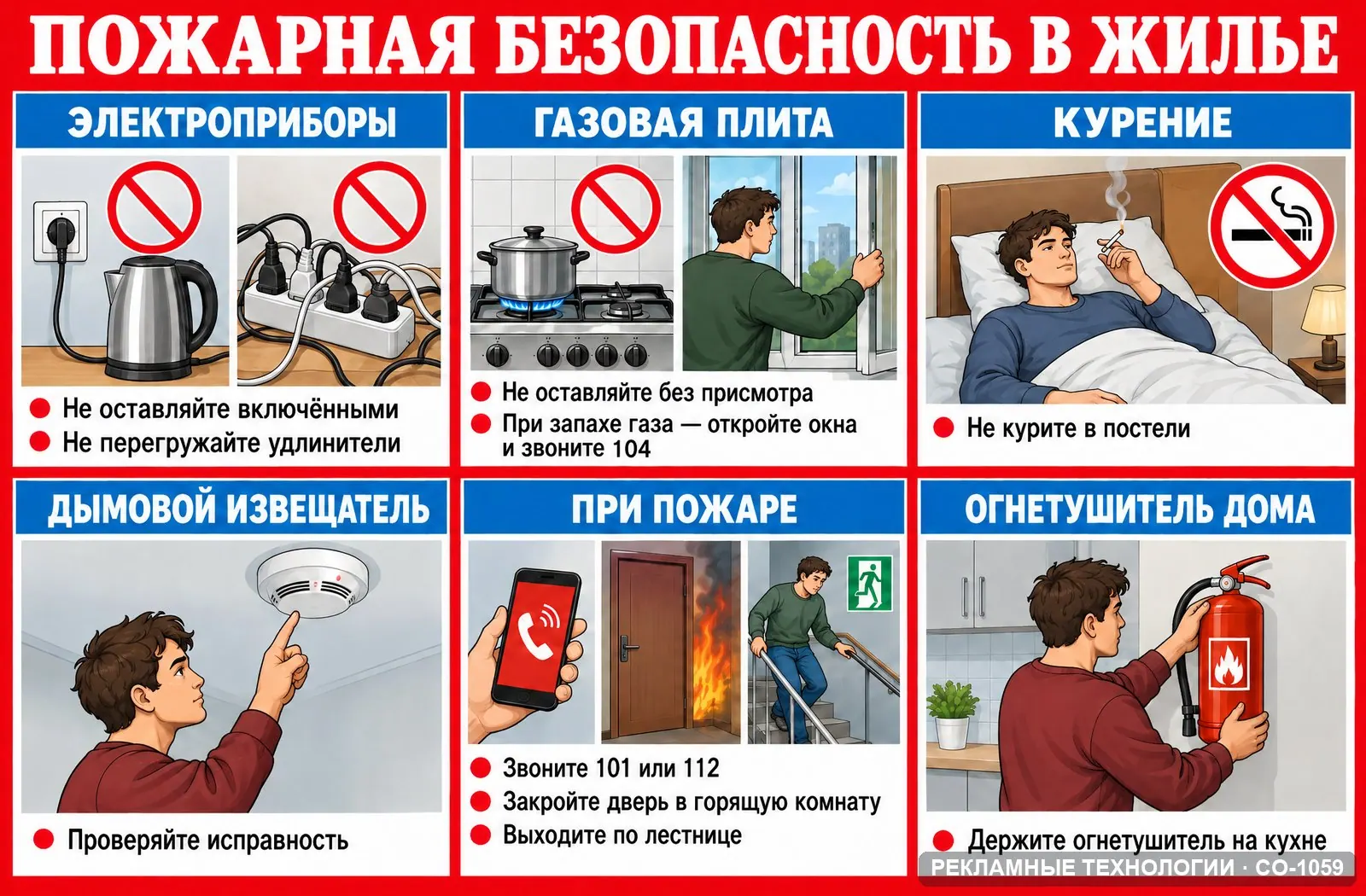 Стенд «Пожарная безопасность в общежитии» по охране труда, СО-1059