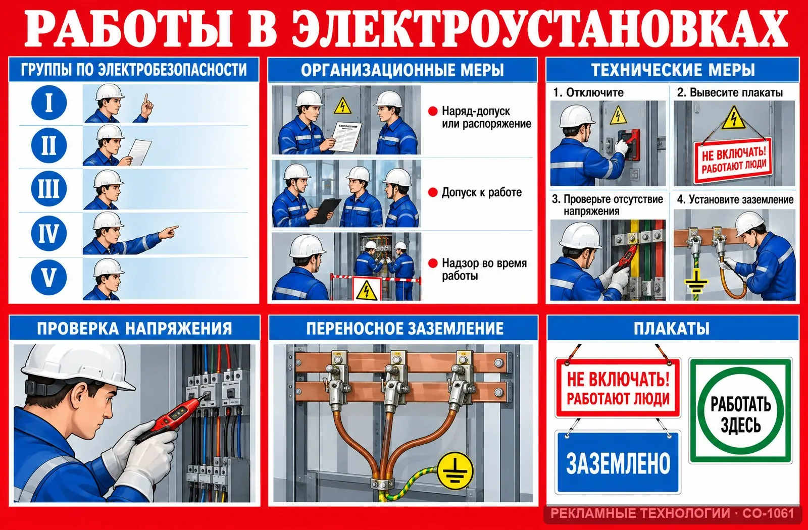 Стенд «Электроустановки — допуск» по охране труда, СО-1061