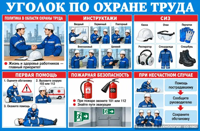 СО-1062 · Уголок по охране труда (8 разделов)