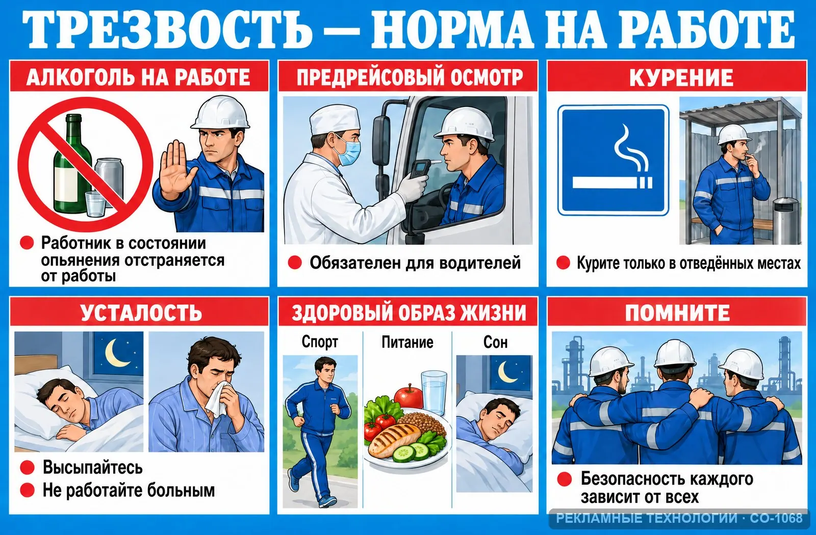 Стенд «Вредные привычки на работе» по охране труда, СО-1068