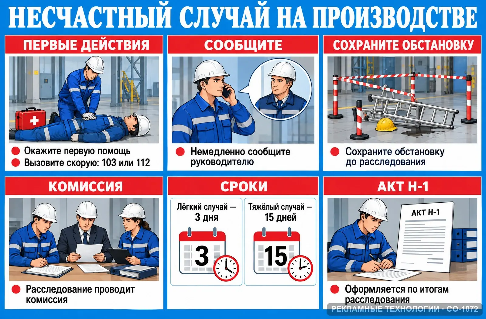 Стенд «Расследование несчастных случаев» по охране труда, СО-1072