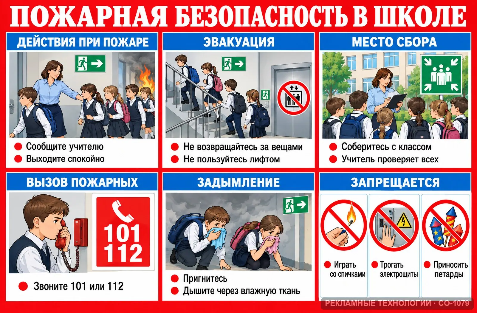 Стенд «Пожарная безопасность в школе» по охране труда, СО-1079