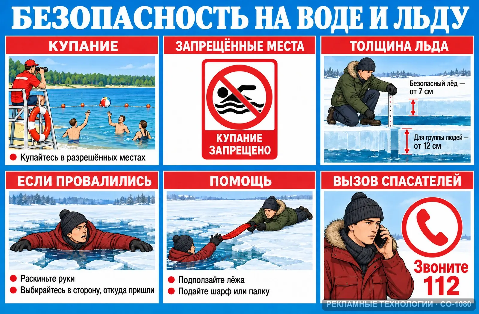 Стенд «Безопасность на льду и воде» по охране труда, СО-1080