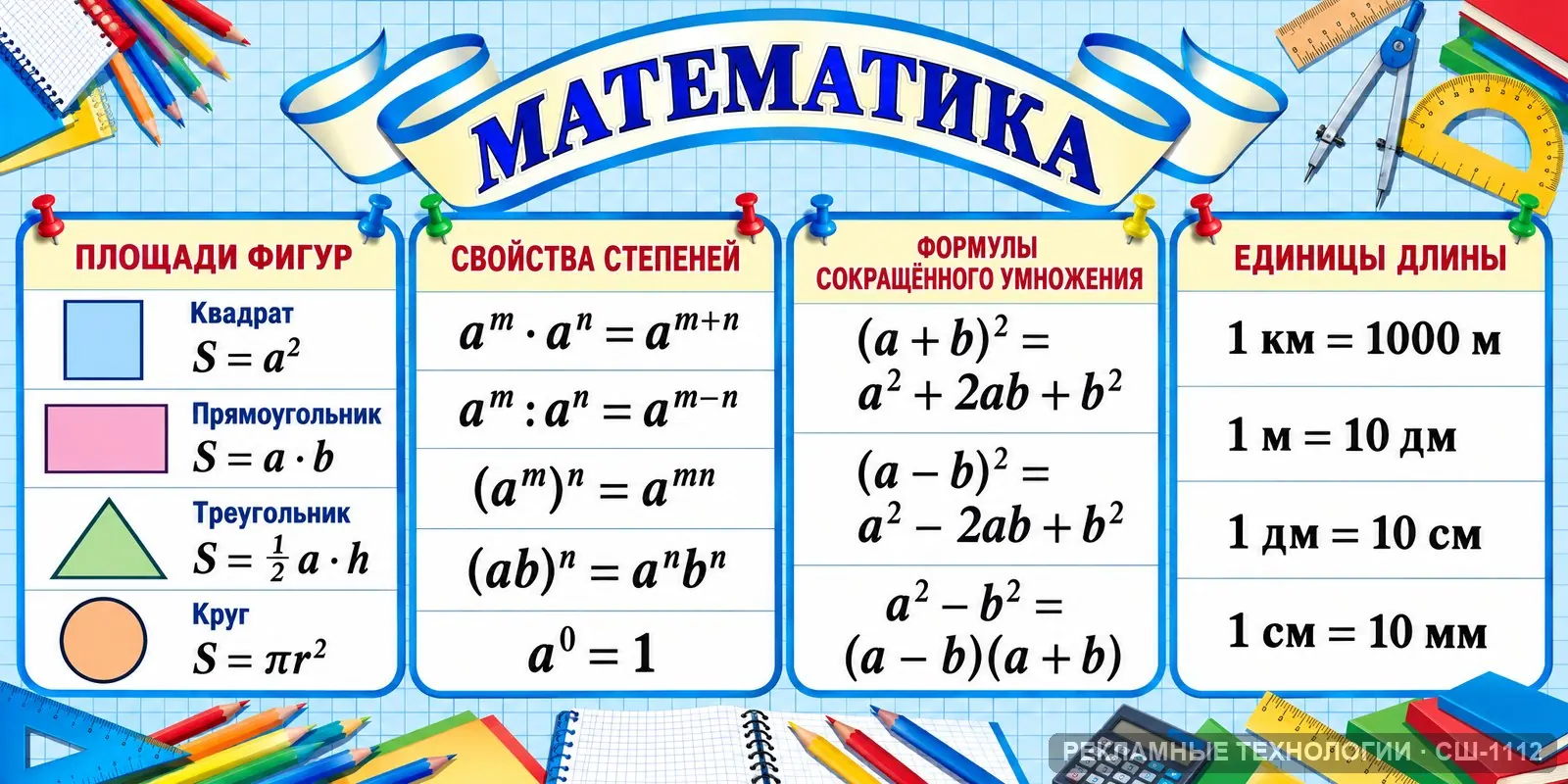 Стенд «Математика — большой стенд» для школы, СШ-1112