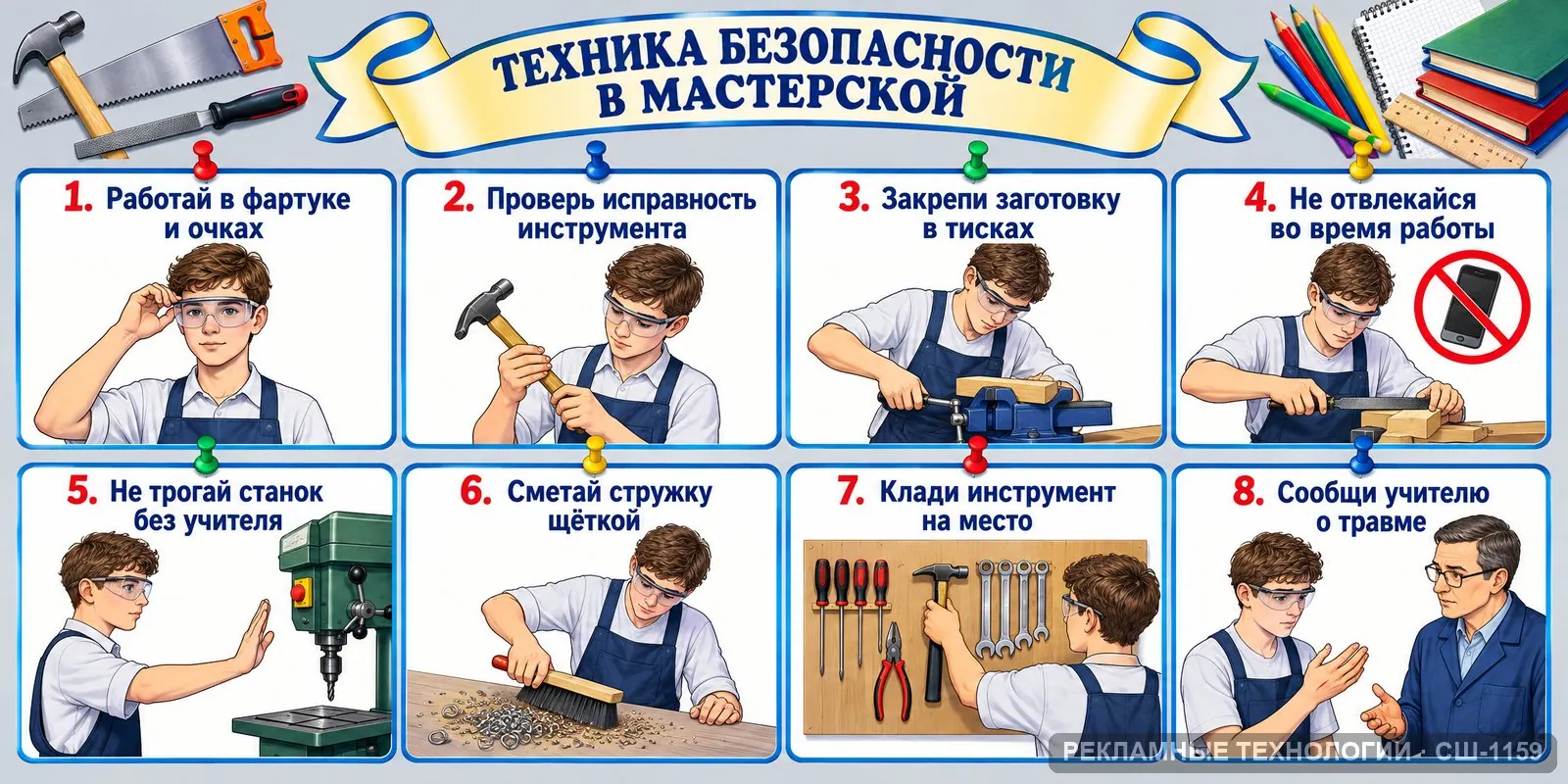 Стенд «Технология — мастерская» для школы, СШ-1159