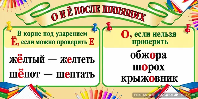 СШ-1289 · Русский — правописание О и Ё после шипящих