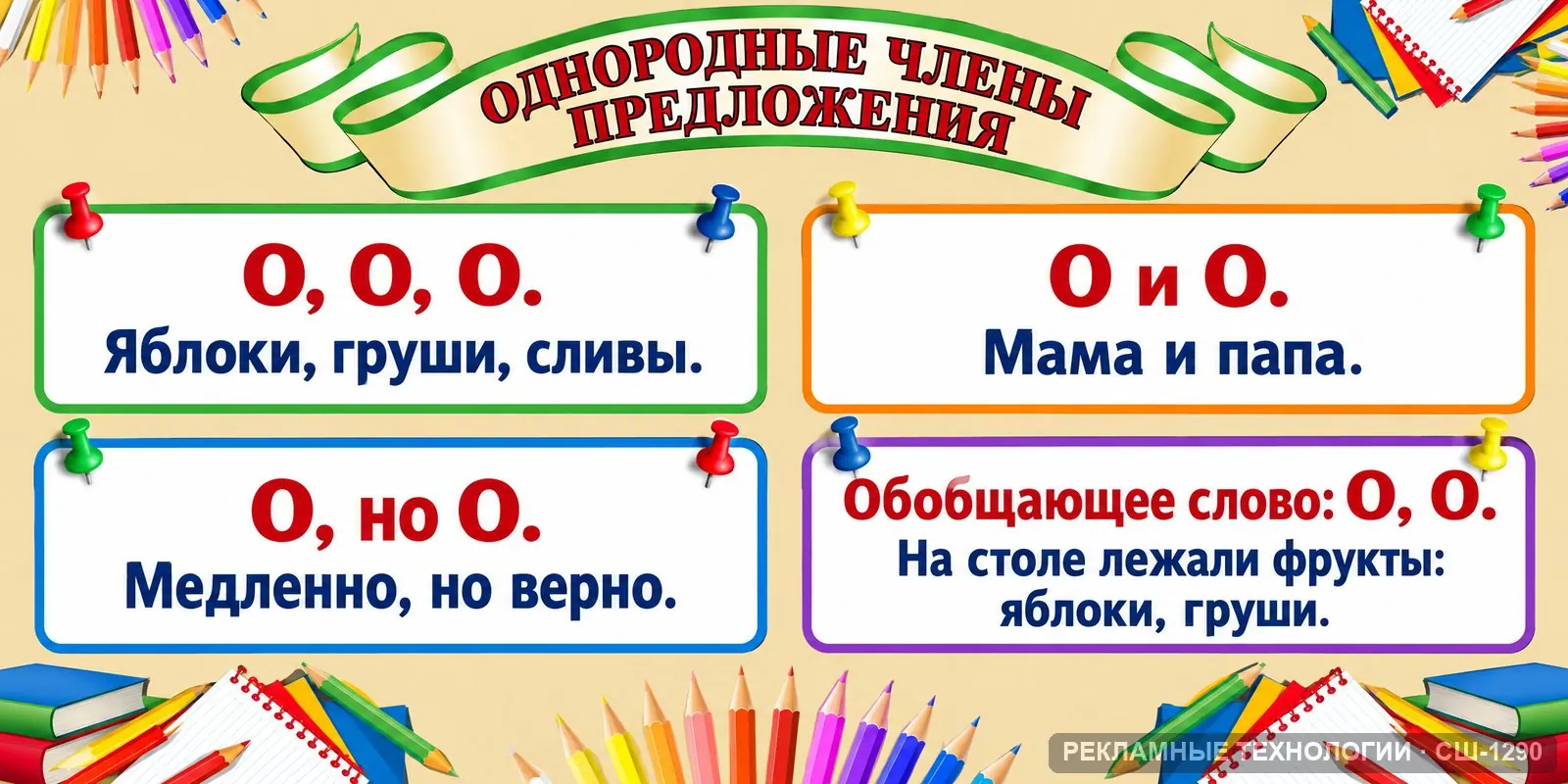 Стенд «Русский — однородные члены» для школы (русский язык), СШ-1290