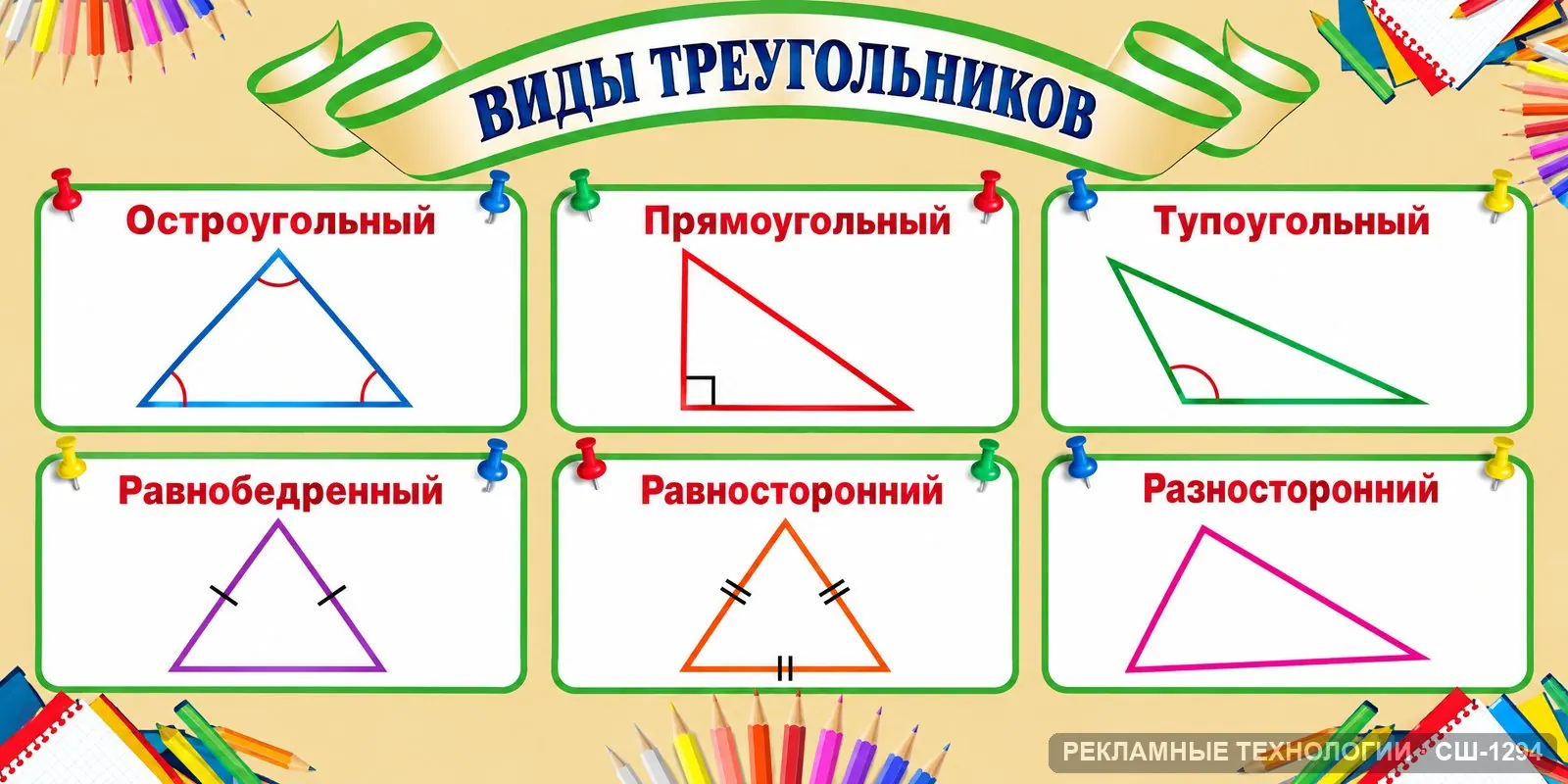 Стенд «Математика — треугольники» для школы, СШ-1294