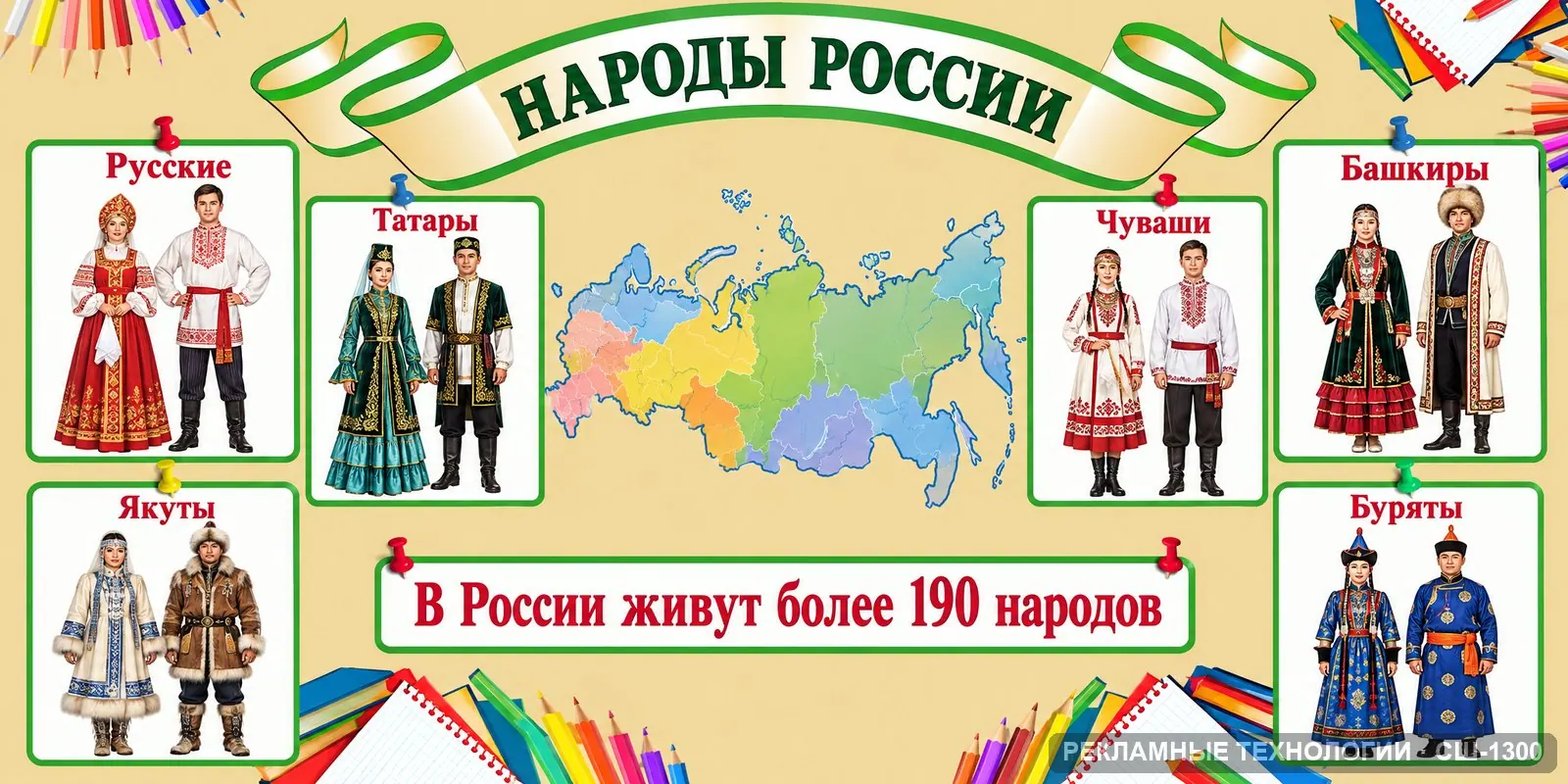 Стенд «География — население России» для школы, СШ-1300
