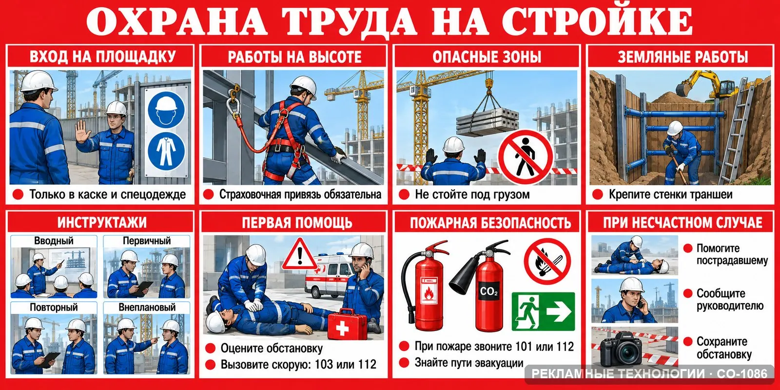 Уголок охраны труда — стройка, СО-1086