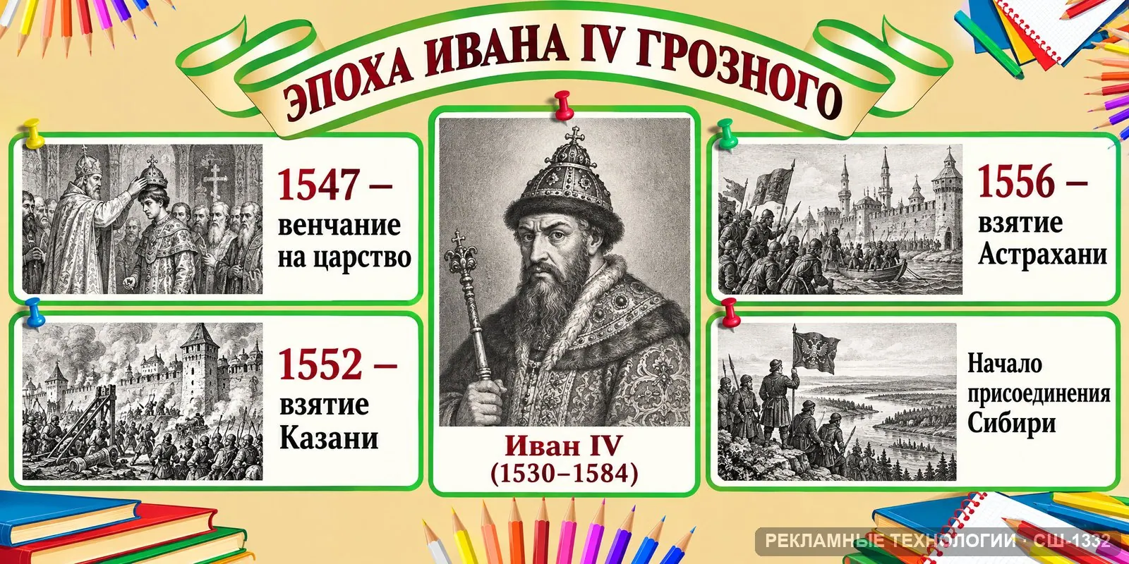 Стенд «История — Иван Грозный» для школы, СШ-1332