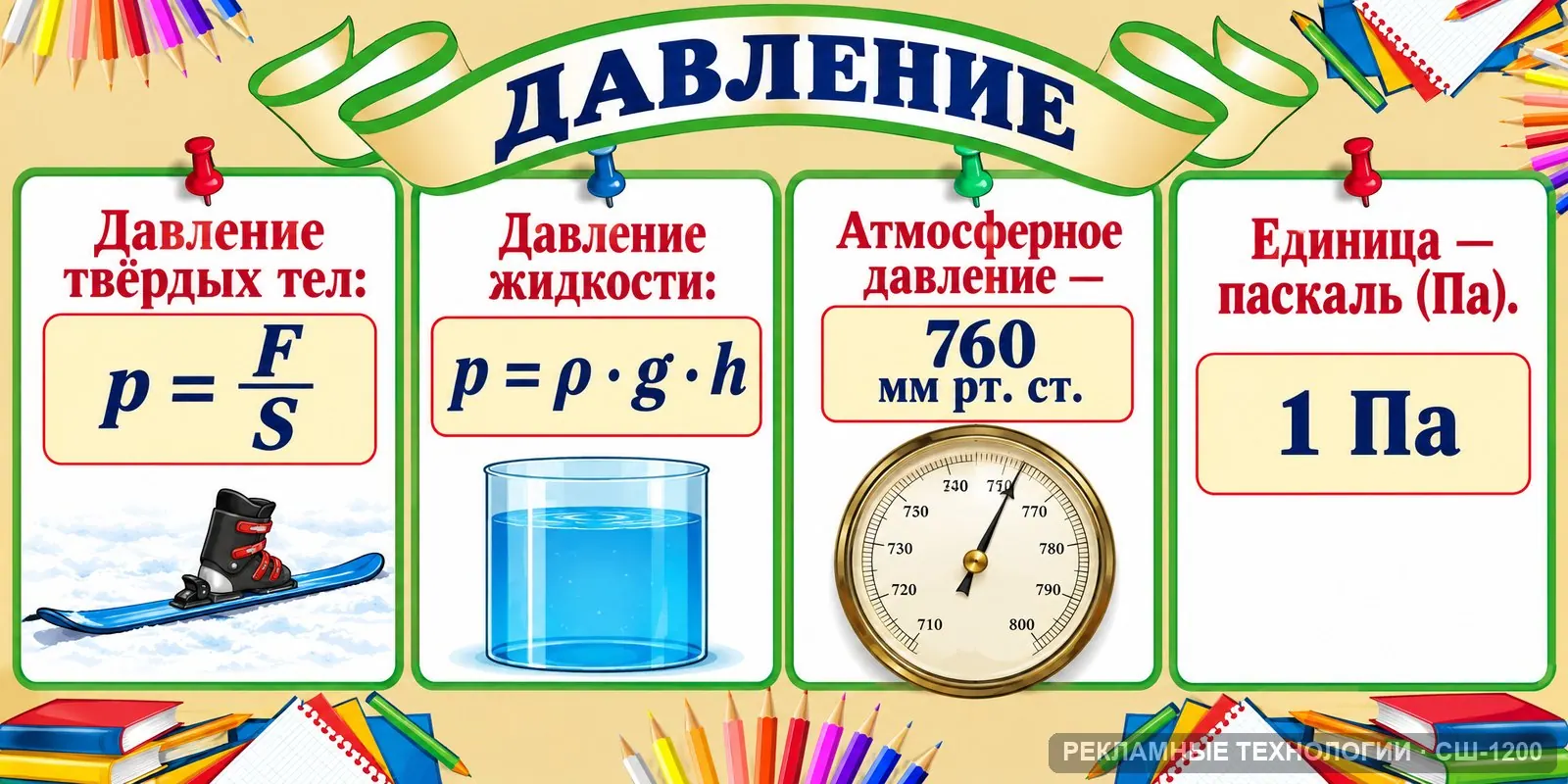 Стенд «Давление» для школы (физика), СШ-1200