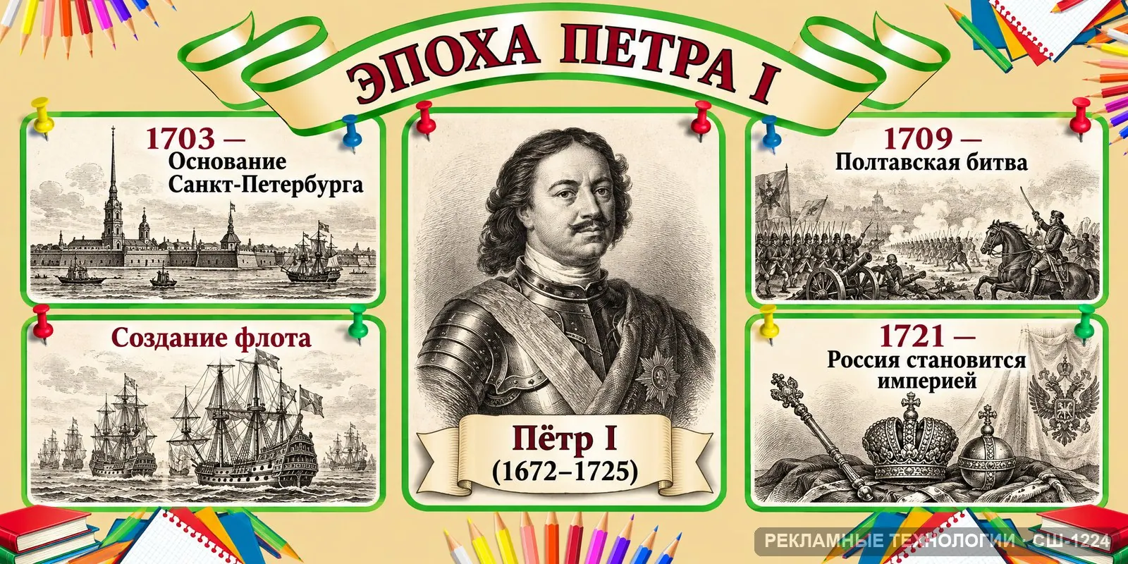 Стенд «История — Петр I» для школы, СШ-1224