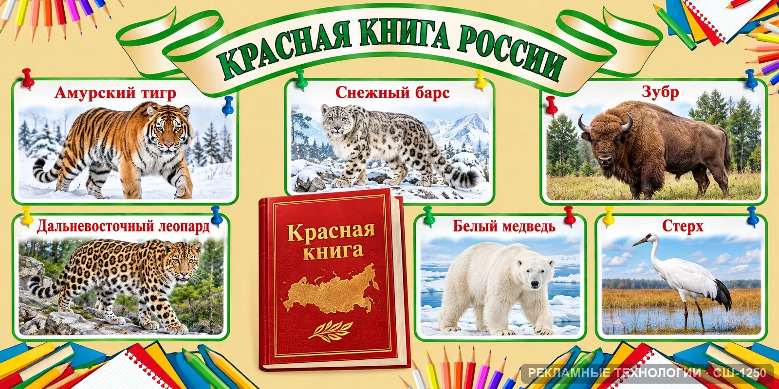 Стенд «Биология — красная книга» для школы, СШ-1250