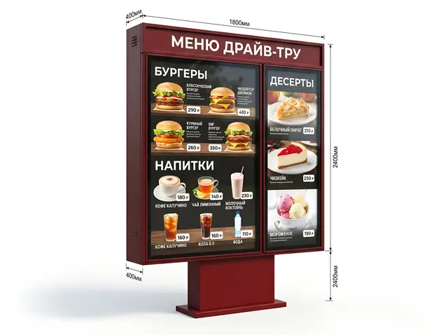 П-018 · Стела-меню для драйв-окна