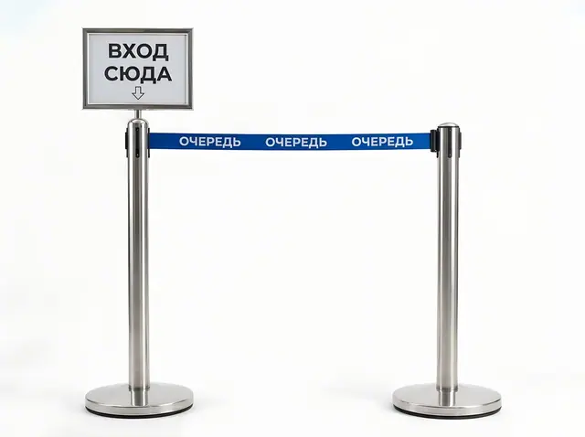 Н-030 · Стойки-ограждения с вытяжной лентой и информационной рамкой