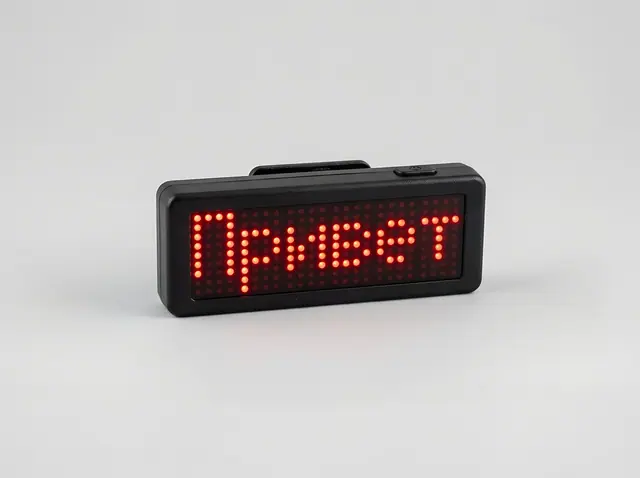 Ж-025 · Светодиодный бейдж с бегущей строкой