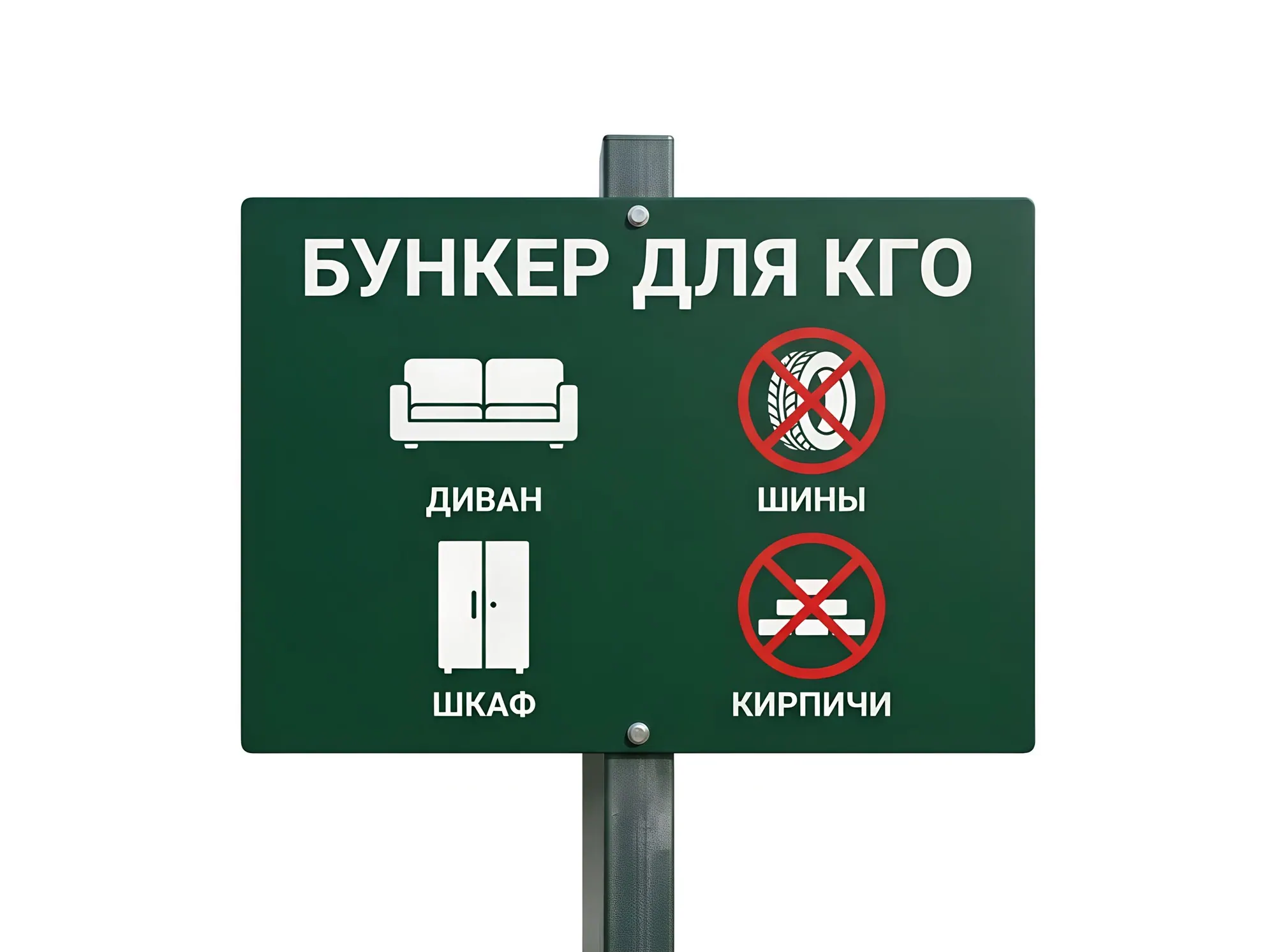 Табличка «Бункер для крупногабаритных отходов (КГО)», Б-027