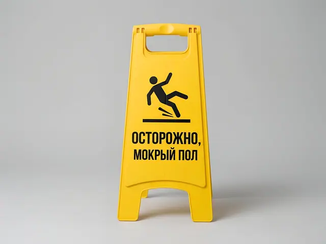 Т-079 · Складная табличка «Осторожно, мокрый пол»