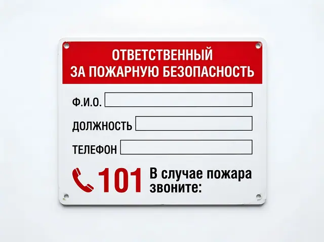 Э-026 · Табличка «Ответственный за пожарную безопасность»