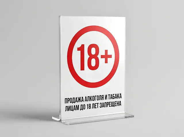 Т-104 · Табличка «Продажа алкоголя и табака лицам до 18 лет запрещена»