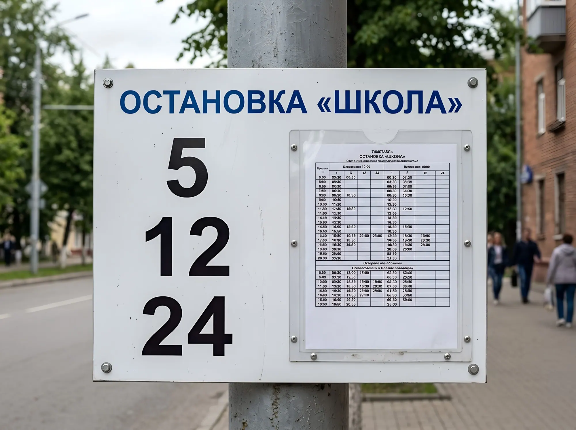 Табличка с расписанием движения на остановке, Т-026