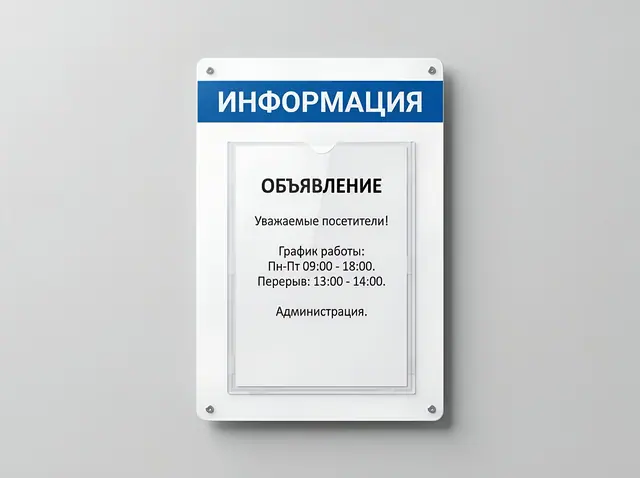 Т-003 · Табличка с карманом для сменной информации